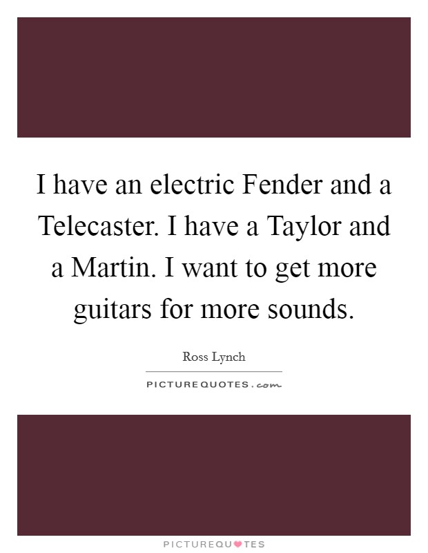 I have an electric Fender and a Telecaster. I have a Taylor and a Martin. I want to get more guitars for more sounds Picture Quote #1