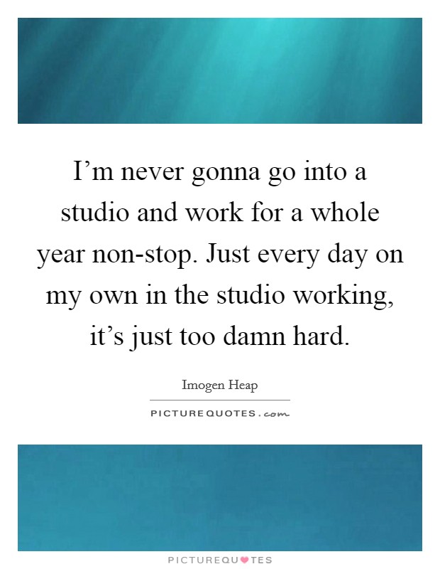 I'm never gonna go into a studio and work for a whole year non-stop. Just every day on my own in the studio working, it's just too damn hard Picture Quote #1