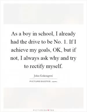 As a boy in school, I already had the drive to be No. 1. If I achieve my goals, OK, but if not, I always ask why and try to rectify myself Picture Quote #1