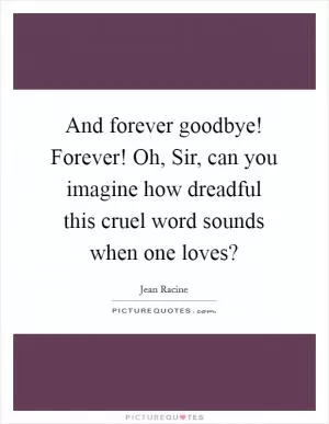 And forever goodbye! Forever! Oh, Sir, can you imagine how dreadful this cruel word sounds when one loves? Picture Quote #1