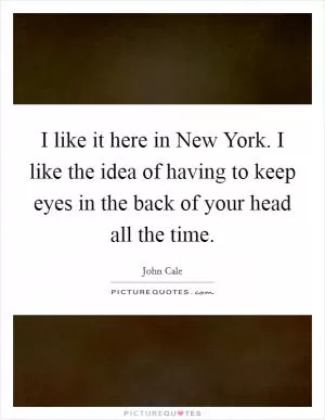 I like it here in New York. I like the idea of having to keep eyes in the back of your head all the time Picture Quote #1