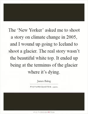 The ‘New Yorker’ asked me to shoot a story on climate change in 2005, and I wound up going to Iceland to shoot a glacier. The real story wasn’t the beautiful white top. It ended up being at the terminus of the glacier where it’s dying Picture Quote #1