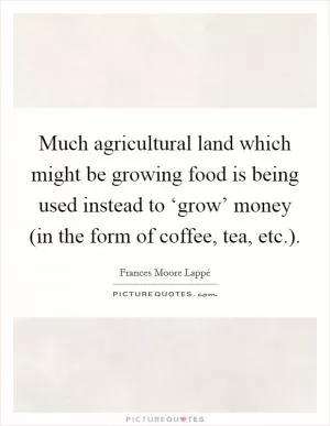 Much agricultural land which might be growing food is being used instead to ‘grow’ money (in the form of coffee, tea, etc.) Picture Quote #1