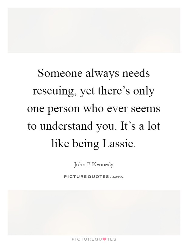 Someone always needs rescuing, yet there's only one person who ever seems to understand you. It's a lot like being Lassie Picture Quote #1