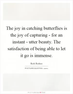 The joy in catching butterflies is the joy of capturing - for an instant - utter beauty. The satisfaction of being able to let it go is immense Picture Quote #1