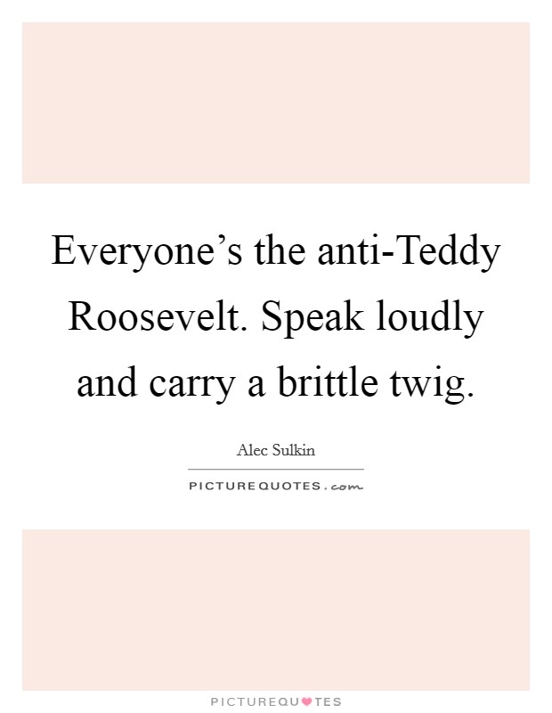 Everyone's the anti-Teddy Roosevelt. Speak loudly and carry a brittle twig Picture Quote #1