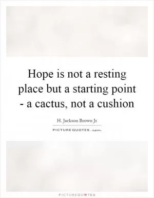 Hope is not a resting place but a starting point - a cactus, not a cushion Picture Quote #1