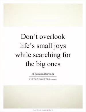 Don’t overlook life’s small joys while searching for the big ones Picture Quote #1