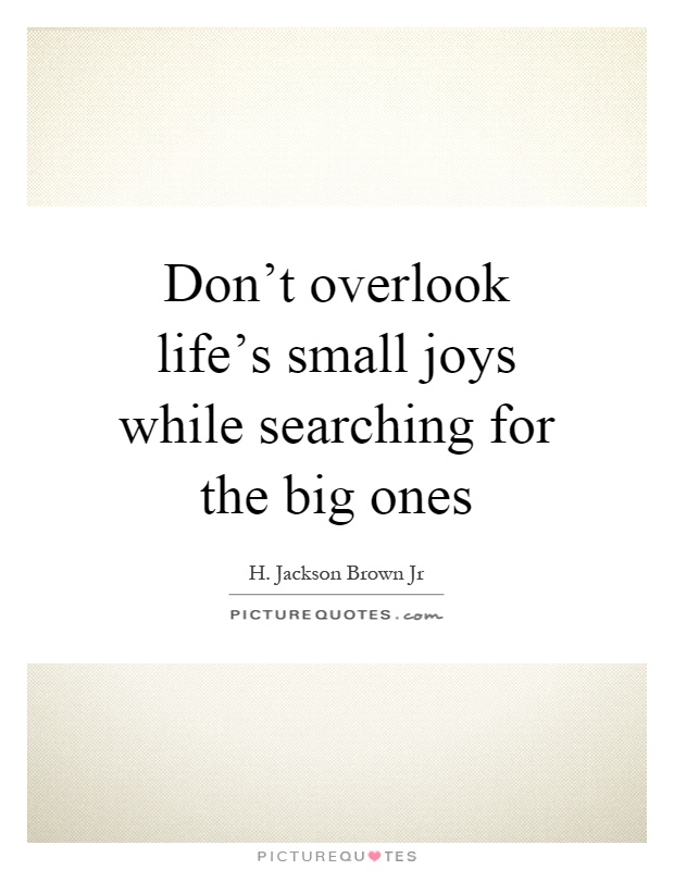 Don't overlook life's small joys while searching for the big ones Picture Quote #1