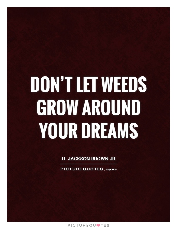 Don't let weeds grow around your dreams Picture Quote #1