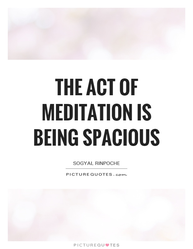 The act of meditation is being spacious Picture Quote #1