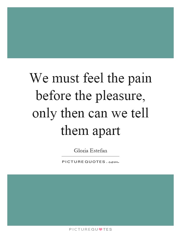 We must feel the pain before the pleasure, only then can we tell them apart Picture Quote #1