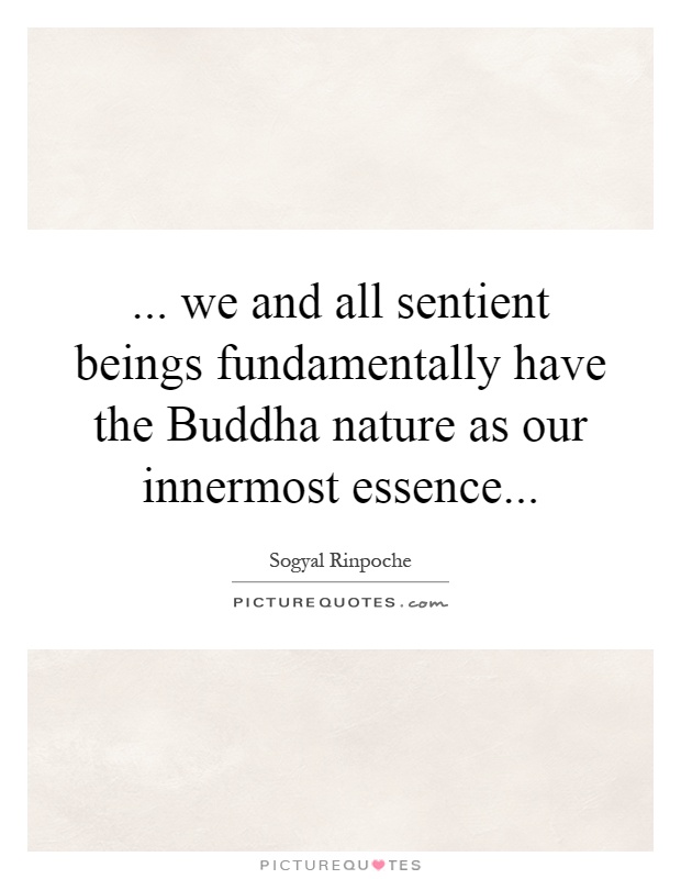 ... we and all sentient beings fundamentally have the Buddha nature as our innermost essence Picture Quote #1