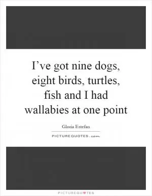 I’ve got nine dogs, eight birds, turtles, fish and I had wallabies at one point Picture Quote #1