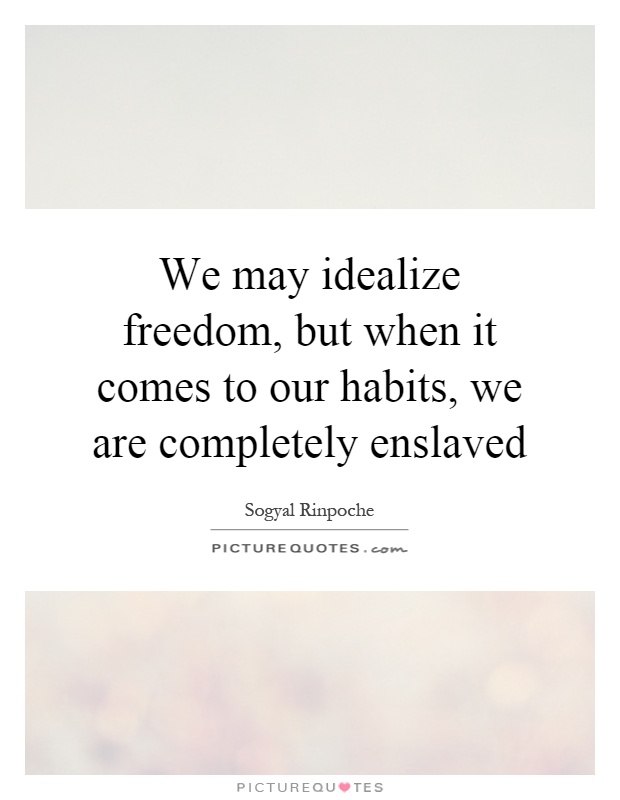 We may idealize freedom, but when it comes to our habits, we are completely enslaved Picture Quote #1