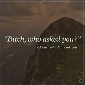 Bitch, who asked you? A bitch who didn’t ask you Picture Quote #1