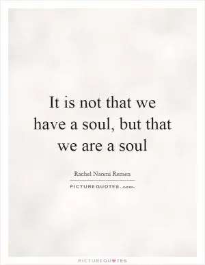 It is not that we have a soul, but that we are a soul Picture Quote #1