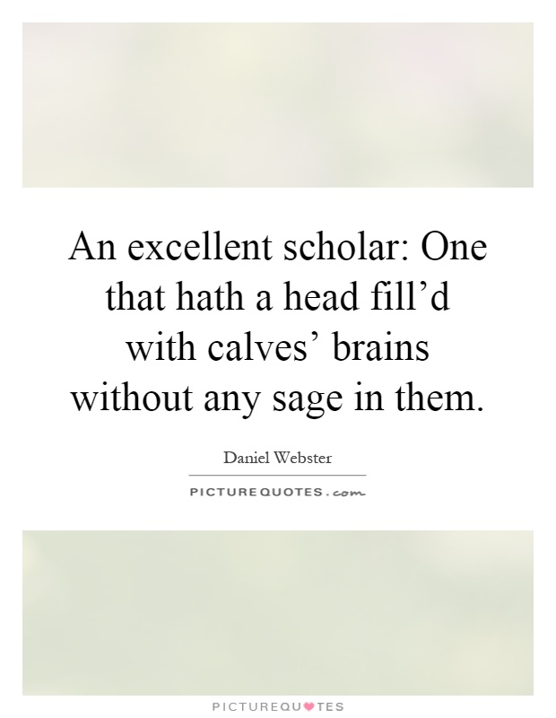 An excellent scholar: One that hath a head fill'd with calves' brains without any sage in them Picture Quote #1