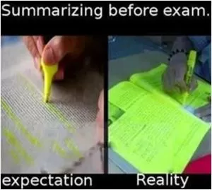 Summarizing before exam. Expectation. Reality Picture Quote #1