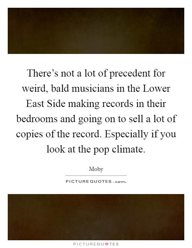 There's not a lot of precedent for weird, bald musicians in the Lower East Side making records in their bedrooms and going on to sell a lot of copies of the record. Especially if you look at the pop climate Picture Quote #1