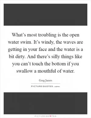 What’s most troubling is the open water swim. It’s windy, the waves are getting in your face and the water is a bit dirty. And there’s silly things like you can’t touch the bottom if you swallow a mouthful of water Picture Quote #1