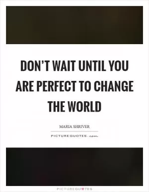 Don’t wait until you are perfect to change the world Picture Quote #1