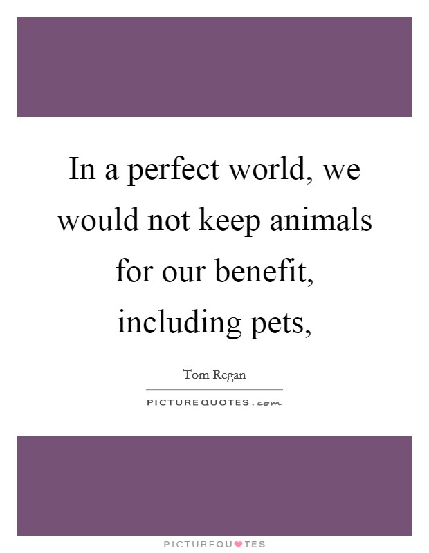 In a perfect world, we would not keep animals for our benefit, including pets, Picture Quote #1