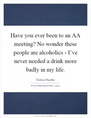 Have you ever been to an AA meeting? No wonder these people are alcoholics - I’ve never needed a drink more badly in my life Picture Quote #1