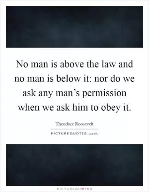 No man is above the law and no man is below it: nor do we ask any man’s permission when we ask him to obey it Picture Quote #1