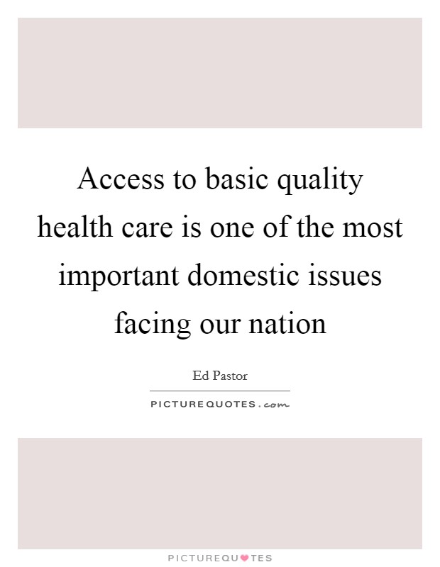 Access to basic quality health care is one of the most important domestic issues facing our nation Picture Quote #1