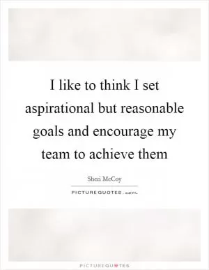 I like to think I set aspirational but reasonable goals and encourage my team to achieve them Picture Quote #1