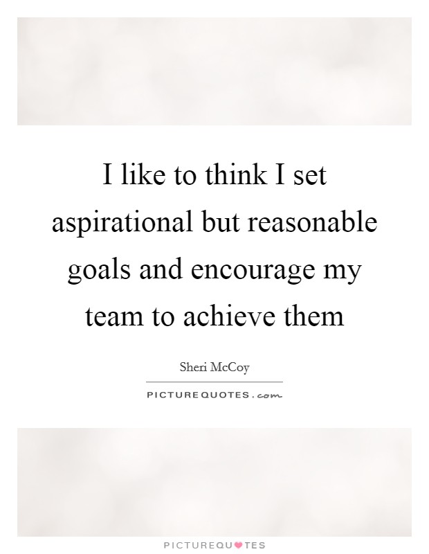 I like to think I set aspirational but reasonable goals and encourage my team to achieve them Picture Quote #1