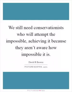We still need conservationists who will attempt the impossible, achieving it because they aren’t aware how impossible it is Picture Quote #1