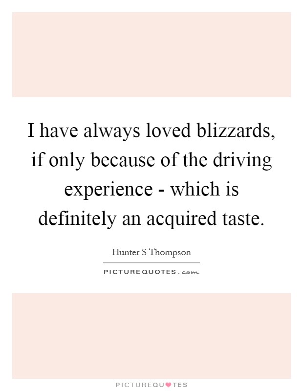I have always loved blizzards, if only because of the driving experience - which is definitely an acquired taste Picture Quote #1