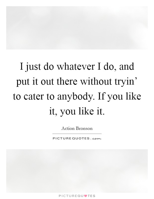 I just do whatever I do, and put it out there without tryin' to cater to anybody. If you like it, you like it Picture Quote #1