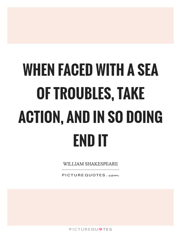 When faced with a sea of troubles, take action, and in so doing end it Picture Quote #1