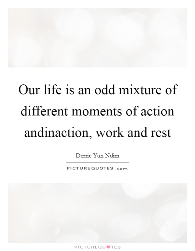 Our life is an odd mixture of different moments of action andinaction, work and rest Picture Quote #1