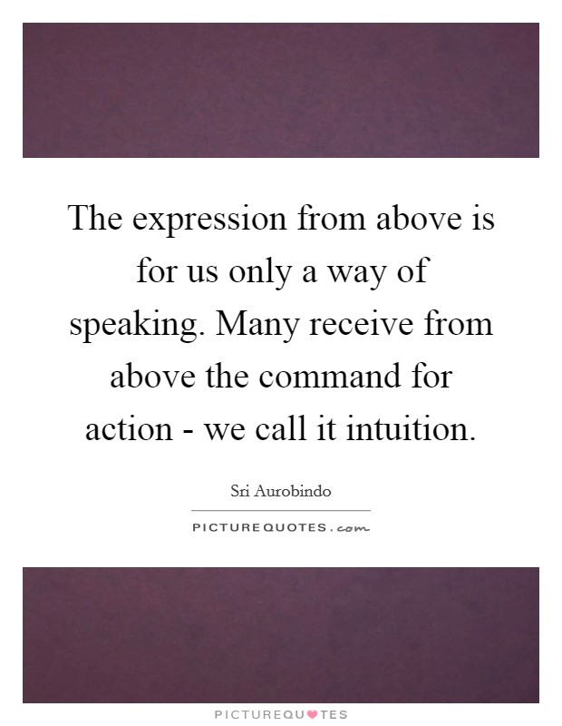 The expression from above is for us only a way of speaking. Many receive from above the command for action - we call it intuition. Picture Quote #1