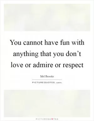 You cannot have fun with anything that you don’t love or admire or respect Picture Quote #1