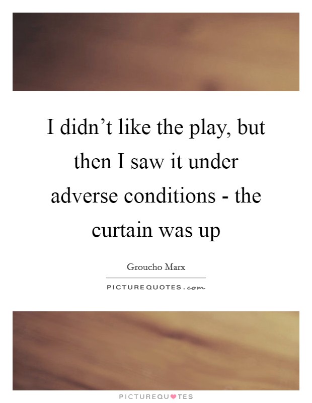 I didn't like the play, but then I saw it under adverse conditions - the curtain was up Picture Quote #1