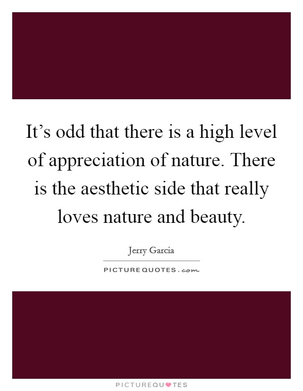 It's odd that there is a high level of appreciation of nature. There is the aesthetic side that really loves nature and beauty. Picture Quote #1
