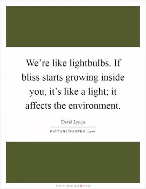 We’re like lightbulbs. If bliss starts growing inside you, it’s like a light; it affects the environment Picture Quote #1