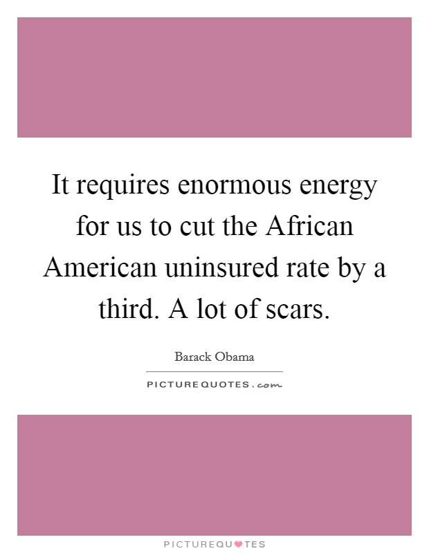 It requires enormous energy for us to cut the African American uninsured rate by a third. A lot of scars. Picture Quote #1