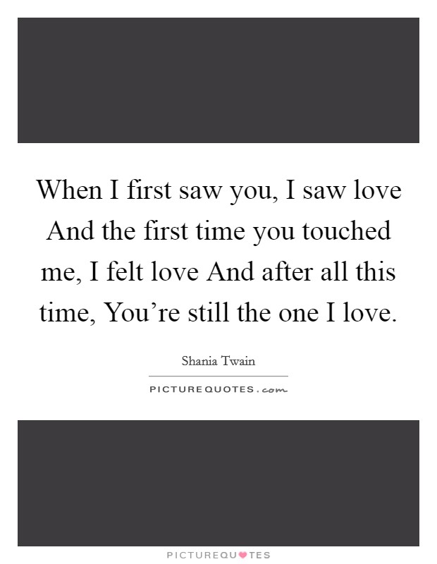 When I first saw you, I saw love And the first time you touched me, I felt love And after all this time, You're still the one I love. Picture Quote #1