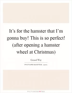 It’s for the hamster that I’m gonna buy! This is so perfect! (after opening a hamster wheel at Christmas) Picture Quote #1