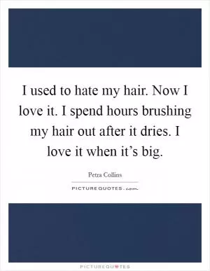 I used to hate my hair. Now I love it. I spend hours brushing my hair out after it dries. I love it when it’s big Picture Quote #1