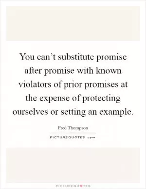 You can’t substitute promise after promise with known violators of prior promises at the expense of protecting ourselves or setting an example Picture Quote #1