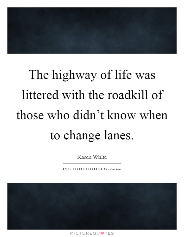 The highway of life was littered with the roadkill of those who didn't know when to change lanes. Picture Quote #1