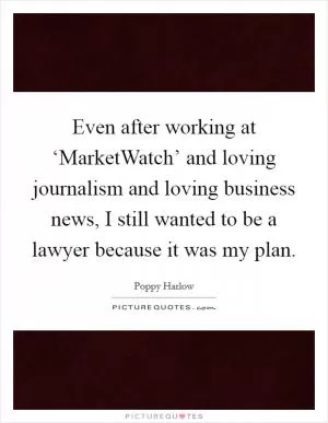 Even after working at ‘MarketWatch’ and loving journalism and loving business news, I still wanted to be a lawyer because it was my plan Picture Quote #1