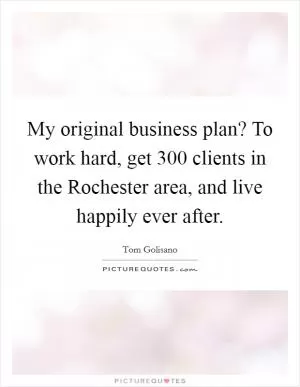 My original business plan? To work hard, get 300 clients in the Rochester area, and live happily ever after Picture Quote #1